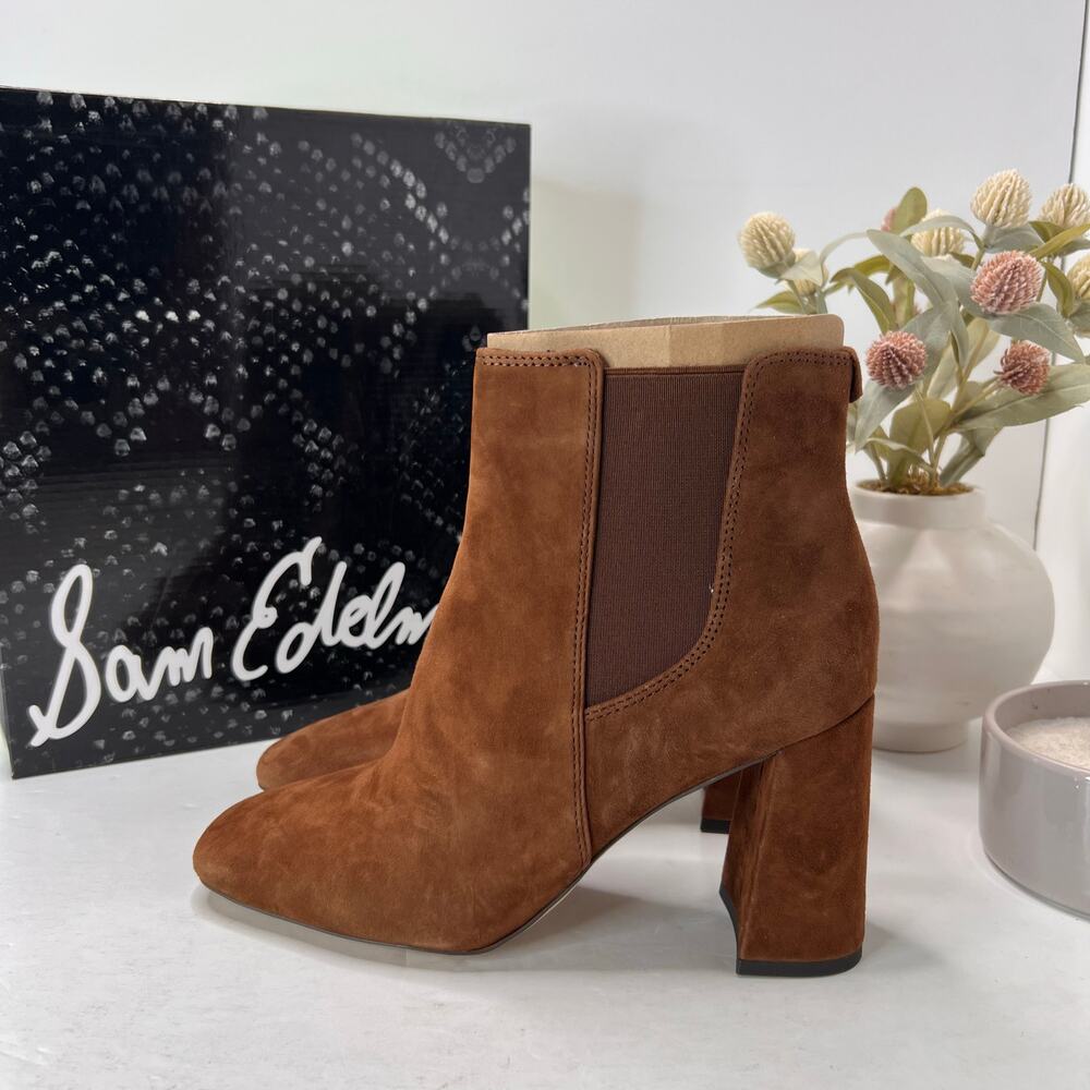 Sam Edelman Chiara Chunky Heel Suede Chelsea Boot Coconut Women's 9 M NWB - Picture 3 of 11